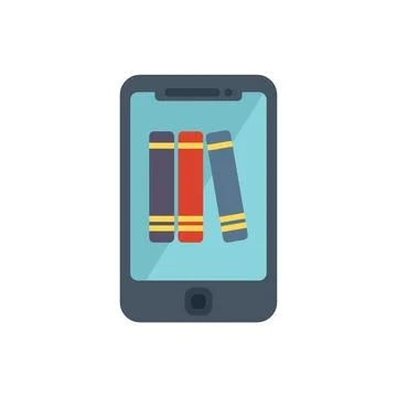 Smartphone book library icon flat vector. Student course Stockillustratie
