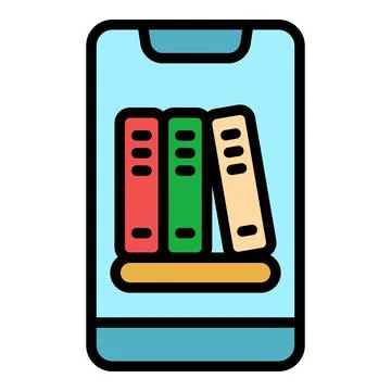 Smartphone book reader icon color outline vector Stock Illustration