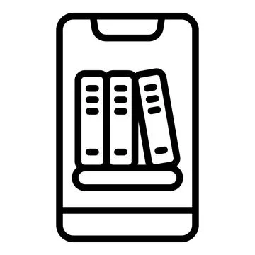 Smartphone book reader icon, outline style Stock Illustration