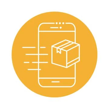 Smartphone with box package block line style icon Stock Illustration