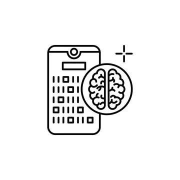 Smartphone brain code icon. Element of brain concept Illustrazione stock