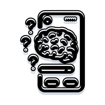 Smartphone brain processing information and solving problems 스톡 일러스트