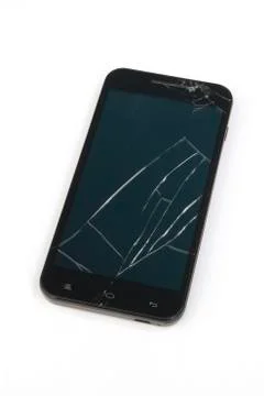 Smartphone with a broken display screen Stock Photos