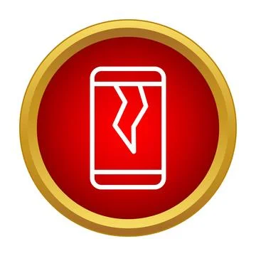 Smartphone with broken screen icon showing technology failure Stock Illustration