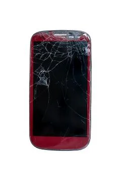 Smartphone with broken screen isolated Stock Photos