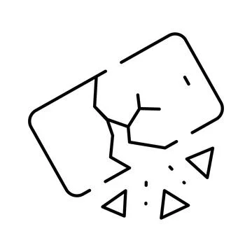 Smartphone with broken screen needing repair icon Stock Illustration