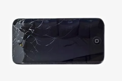 Smartphone with broken screen. Stock Photos