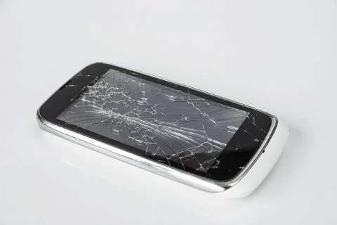 Smartphone with a broken screen Stock-Fotos