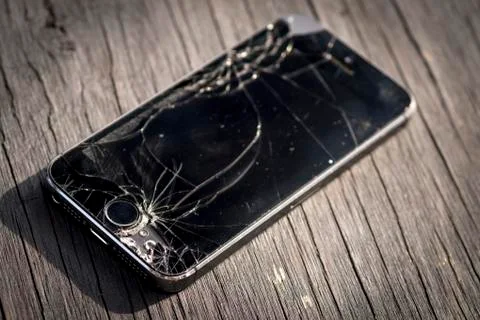 Smartphone with a Broken Screen Stock Photos