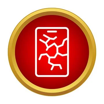 Smartphone with broken screen showing cracks icon Stock Illustration