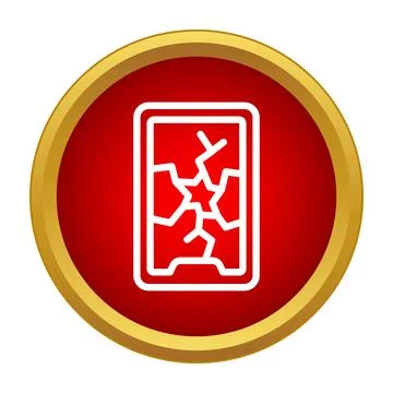 Smartphone with broken screen showing device damage icon Stock Illustration