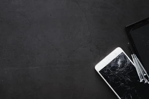 Smartphone with a broken touch screen. Mobile phone is broken. The phone cr.. Stock Photos