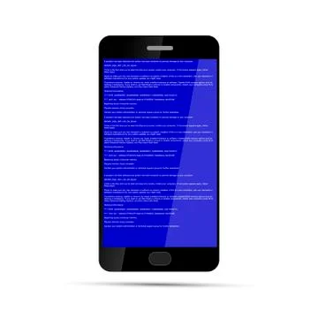 Smartphone with BSOD error isolated on white. Operation system crash 스톡 일러스트