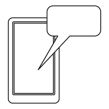 Smartphone with bubble speech icon, outline style Stock Illustration