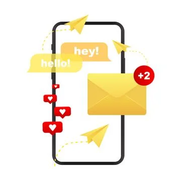 Smartphone with bubble text vector template. Incoming, open messages. Vecto.. Stock Illustration