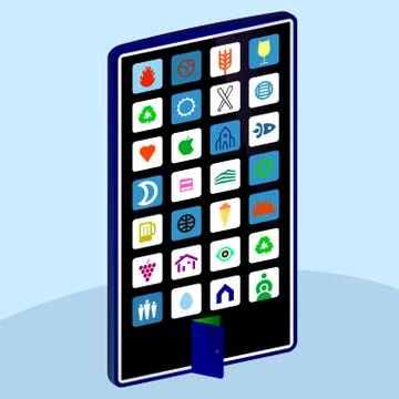 Smartphone building concept. Micro technology as macro structure. Ilustración de archivo