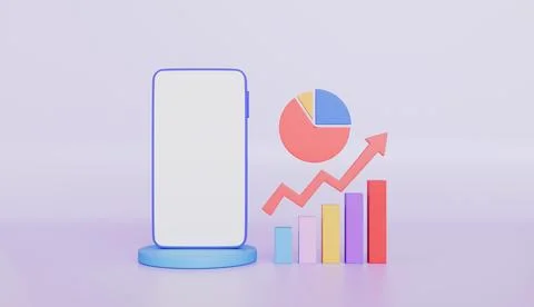 Smartphone with Business graph chart for future planning Stock Illustration