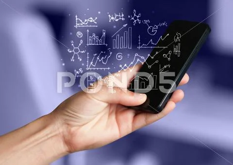 Smartphone with business scheme Stock Photos