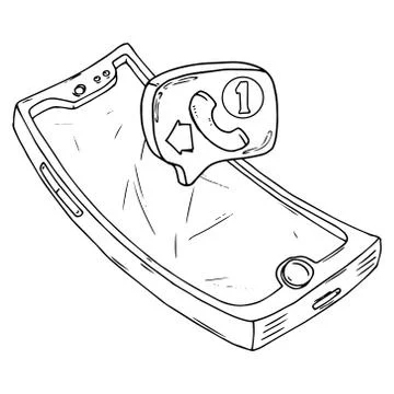 Smartphone with call icon. Vector illustration of a mobile phone with an inco Stock Illustration