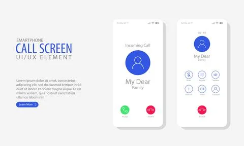 Smartphone call screen vector illustration. Stock Illustration