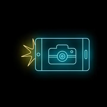Smartphone with camera app icon and flash effect 库存插图