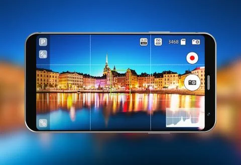 Smartphone with camera app Stock Illustration