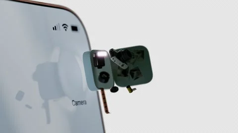 Smartphone Camera App Opening With Floating Camera Elements Alpha Stock Footage 326780859