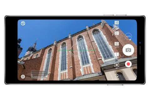Smartphone camera application photography realistic illustration isolated on Stock Photos
