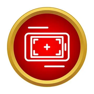 Smartphone camera focus screen in red circle icon Stock Illustration