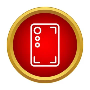 Smartphone camera icon on red circle button Ilustração Stock