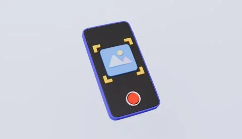 Smartphone with camera mode screen, Take a picture, photo icon 3d illustration イラスト素材