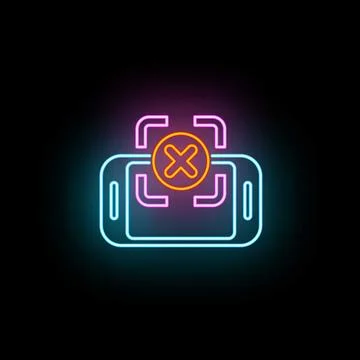 Smartphone camera scanning failure neon icon イラスト素材