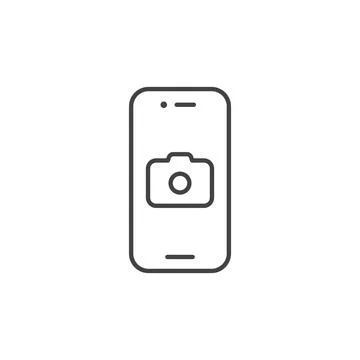 Smartphone with camera vector line icon Stock Illustration