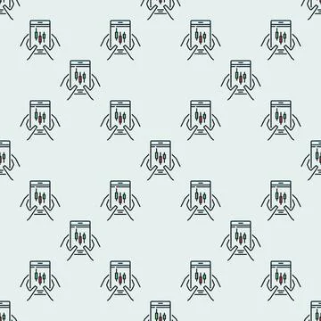 Smartphone with candlestick chart vector mobile trading colored seamless pa.. Stock Illustration