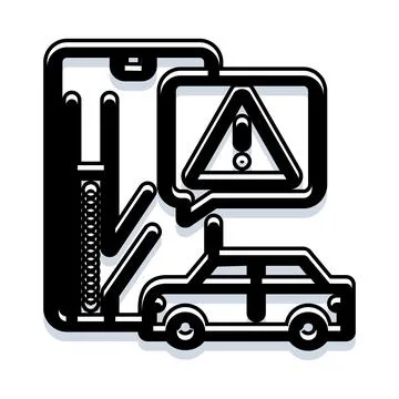 Smartphone with car alert notification and warning system Stock Illustration
