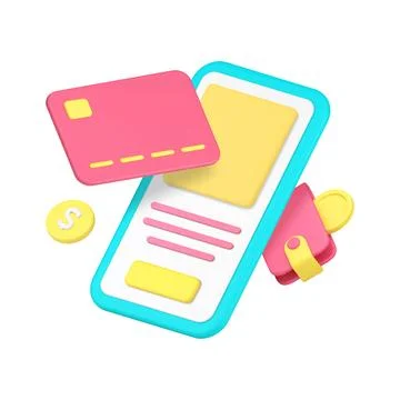 Smartphone card payment application online banking service technology 3d icon Stock Illustration