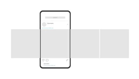 Smartphone with carousel interface post on social network. Stock Illustration