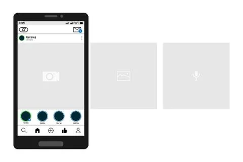 Smartphone with carousel interface post on social network Stock Illustration