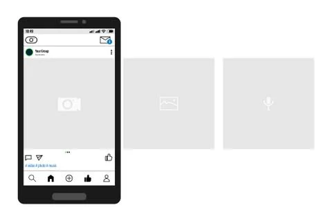 Smartphone with carousel interface post on social network Stock Illustration