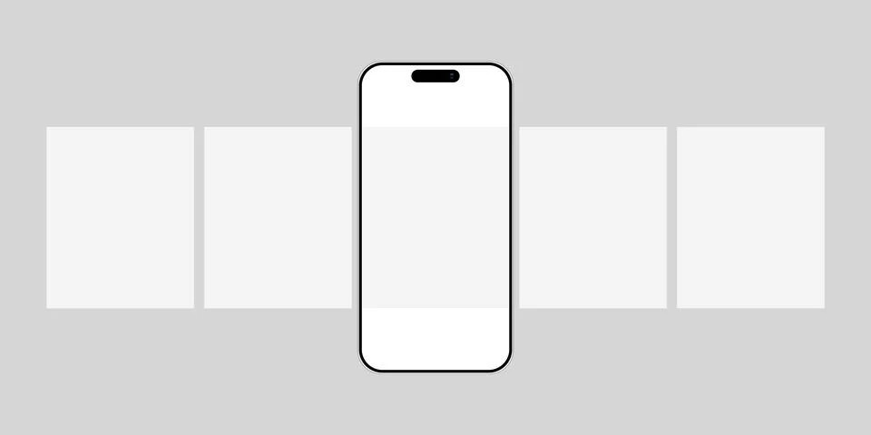 Smartphone Carousel Mockup Template with Blank Mobile Screen Stock Illustration
