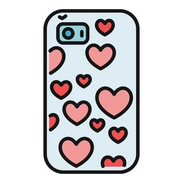Smartphone case displaying heart pattern for communication and love Stock Illustration
