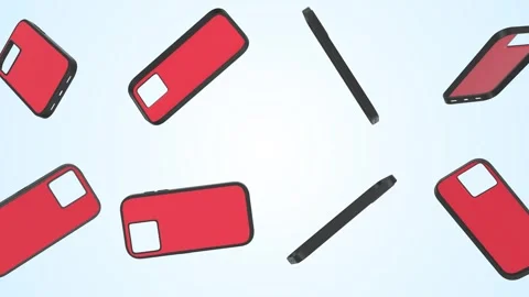 Smartphone Case Falling on a Light Blue Background. Mobile Phone Cover 3D. 4K Stock Footage 309871200