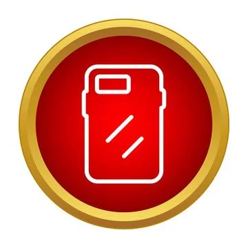 Smartphone case icon on red gold button Stock Illustration