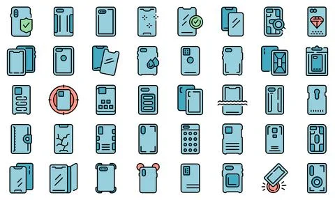 Smartphone case icons set vector flat Stock Illustration