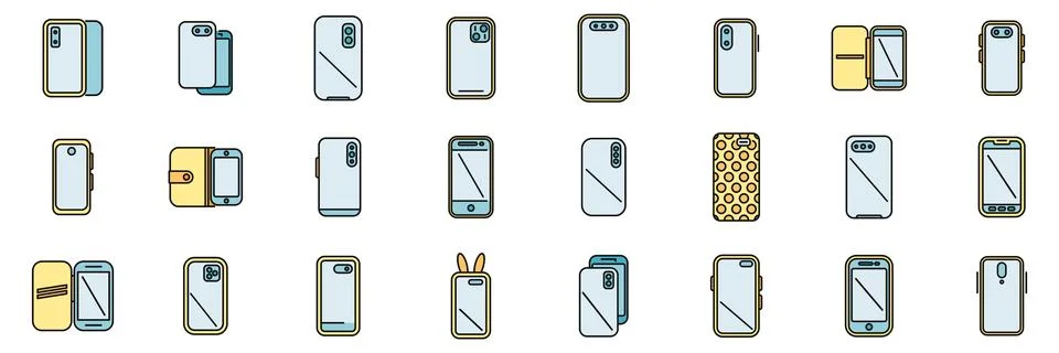 Smartphone case icons set vector color line Stock Illustration
