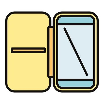Smartphone case opening revealing mobile phone screen イラスト素材
