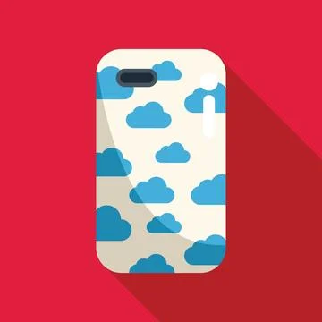 Smartphone case showing blue clouds pattern on red background 스톡 일러스트