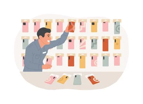 Smartphone cases isolated cartoon vector illustrations. Ilustración de archivo