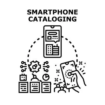 Smartphone cataloging concept using mobile application technology イラスト素材