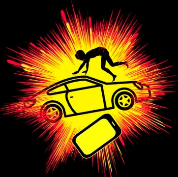 Smartphone causing Crash Victim Illustrazione stock